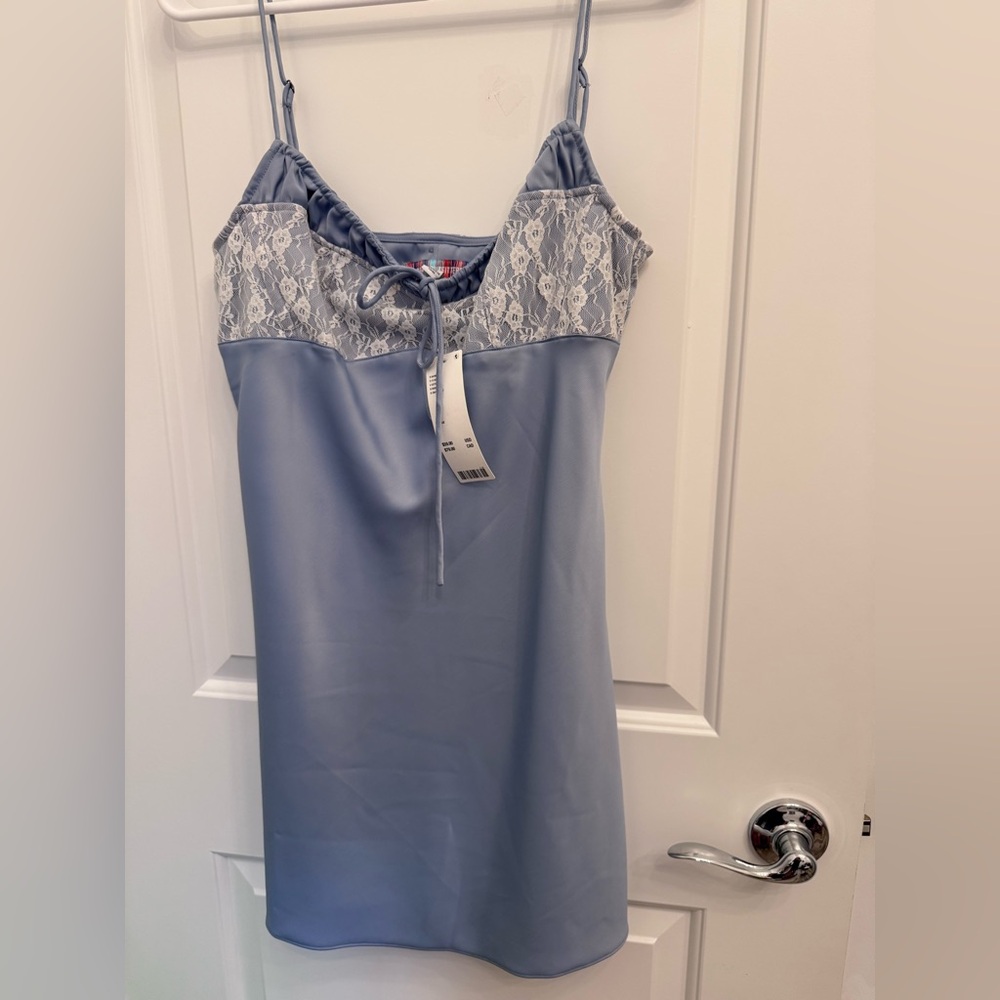 Urban Outfitters Pale Blue Lace-Trim Slip Dress